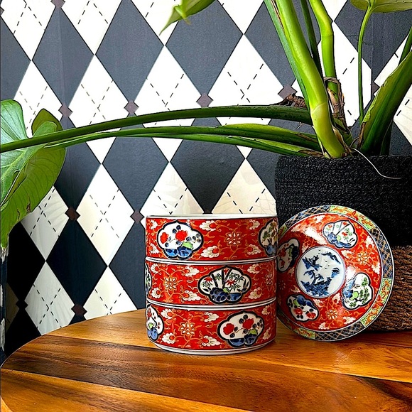 Vintage Japanese Imari Jubako Bento Box | 3-Tier Stackable Porcelain Container - Picture 10 of 17